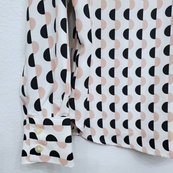 Ann Taylor Geometric Polka Dot Long Sleeve Women's Career Office Blouse MP - Picture 3 of 12